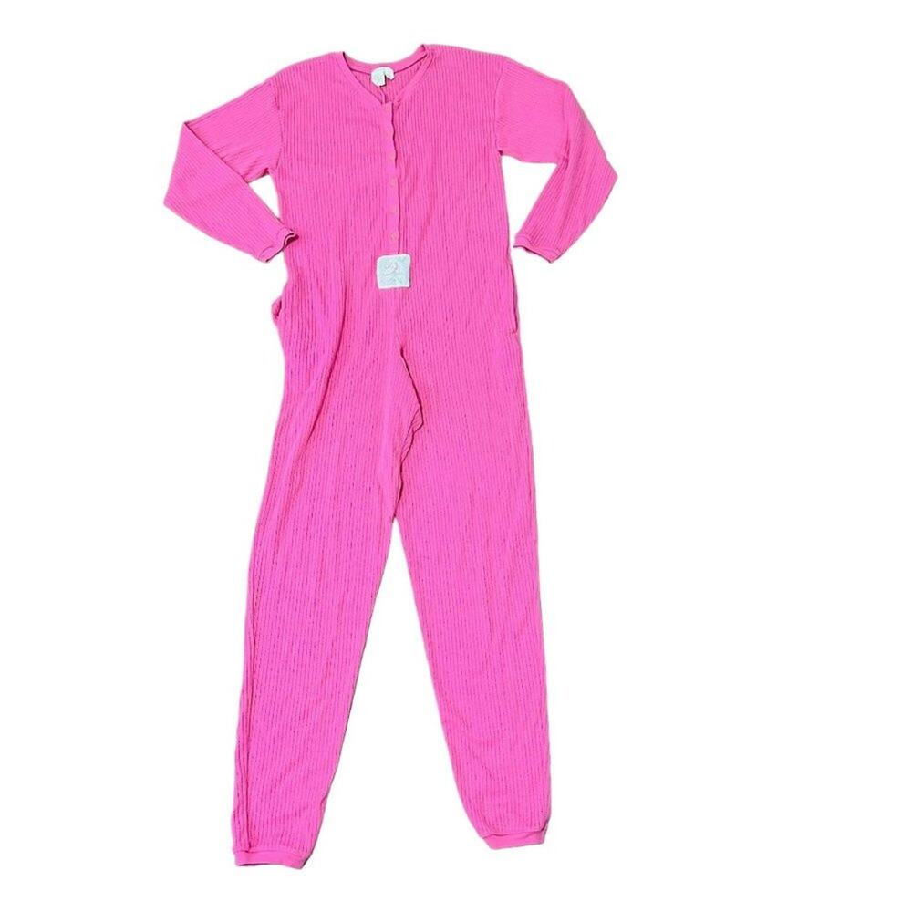 Vintage Victoria's Secret One Piece Pajamas Long Johns Pink Womens Small